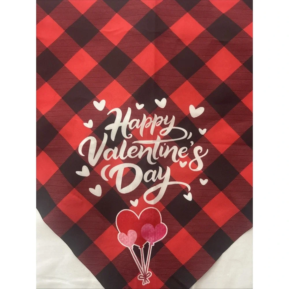 Dog Bandanas Valentines Day Lot Of 10 Small 25 X 17 Inches Buffalo Plaid Hearts